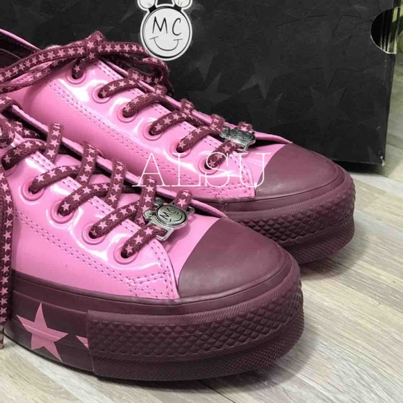 💖MEGA SALE💖Converse 563718C Ctas Lift OX Patent Pink Dark Burgundy Womens 8.5 - Picture 3 of 7